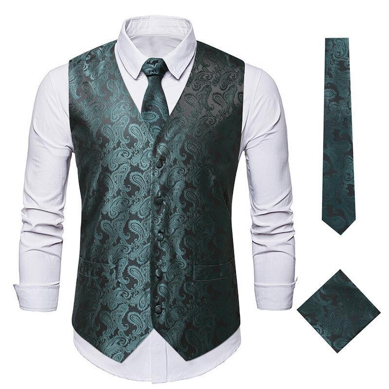 2024 Spring and Autumn Foreign Trade New Men`s Sunflower Vest Vest European Size Men`s Embroidered Suit Vest Jacket