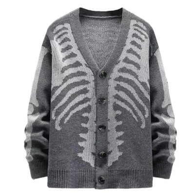 Jachetă de pulover de toamnă și iarnă 2024 Cardigan nou tricotat de Halloween Jacquard Moda Pulovere pentru bărbați și femei