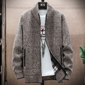 Ανδρικό πλεκτό πουλόβερ χειμωνιάτικο χοντρό παλτό με μακρυμάνικη ζακέτα φλις με πλήρες φερμουάρ Ανδρικό ρούχο για το φθινόπωρο