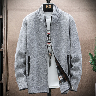 Ανδρικό πλεκτό πουλόβερ χειμωνιάτικο χοντρό παλτό με μακρυμάνικη ζακέτα φλις με πλήρες φερμουάρ Ανδρικό ρούχο για το φθινόπωρο