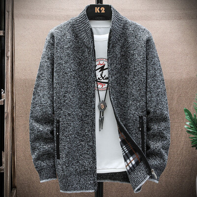 Ανδρικό πλεκτό πουλόβερ χειμωνιάτικο χοντρό παλτό με μακρυμάνικη ζακέτα φλις με πλήρες φερμουάρ Ανδρικό ρούχο για το φθινόπωρο