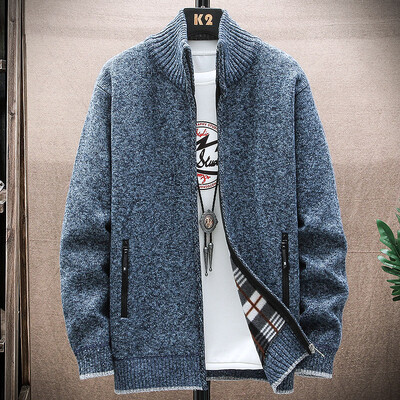Ανδρικό πλεκτό πουλόβερ χειμωνιάτικο χοντρό παλτό με μακρυμάνικη ζακέτα φλις με πλήρες φερμουάρ Ανδρικό ρούχο για το φθινόπωρο