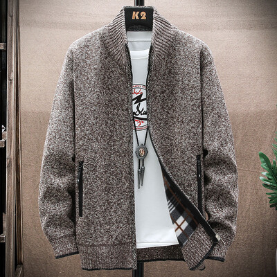 Ανδρικό πλεκτό πουλόβερ χειμωνιάτικο χοντρό παλτό με μακρυμάνικη ζακέτα φλις με πλήρες φερμουάρ Ανδρικό ρούχο για το φθινόπωρο