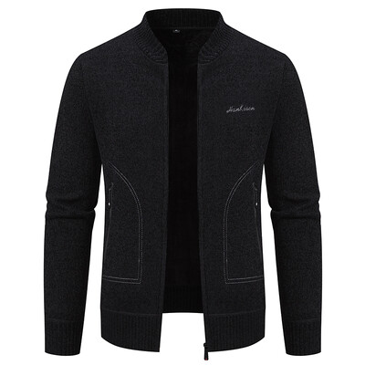 Ανδρικά Stand γιακά Ζακέτες Πουλόβερ Fleece Πιο Χοντρά Ζεστά Πουλόβερ Νέα Φθινοπωρινά Χειμώνα Αντρικά Slim Πουλόβερ Μπουφάν Μέγεθος 3XL