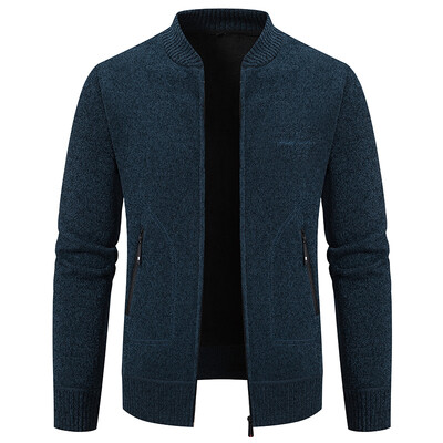 Ανδρικά Stand γιακά Ζακέτες Πουλόβερ Fleece Πιο Χοντρά Ζεστά Πουλόβερ Νέα Φθινοπωρινά Χειμώνα Αντρικά Slim Πουλόβερ Μπουφάν Μέγεθος 3XL