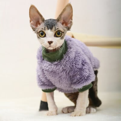 Pulover nou pentru pisici cu gât rotic, haină caldă de iarnă, fără păr, pulover, cămașă, pisică Maine-Coon, Chihuahua, pentru animale de companie