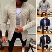 Cardigan stil coreean pentru bărbați ocazional un singur piept de culoare solidă business noi pulover din tricot la modă de iarnă pentru bărbați