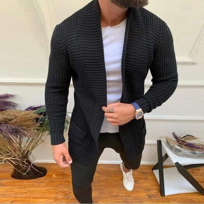 Cardigan stil coreean pentru bărbați ocazional un singur piept de culoare solidă business noi pulover din tricot la modă de iarnă pentru bărbați