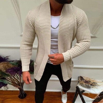 Cardigan stil coreean pentru bărbați ocazional un singur piept de culoare solidă business noi pulover din tricot la modă de iarnă pentru bărbați