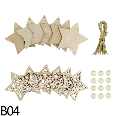12Pcs/Lot Zvijezda za božićno drvce Viseća dekoracija Božićna dekoracija Božićna drvena pahuljica privjesak Dekoracija Home Decoratio
