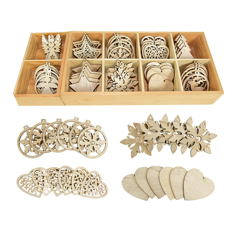 12Pcs/Lot Zvijezda za božićno drvce Viseća dekoracija Božićna dekoracija Božićna drvena pahuljica privjesak Dekoracija Home Decoratio