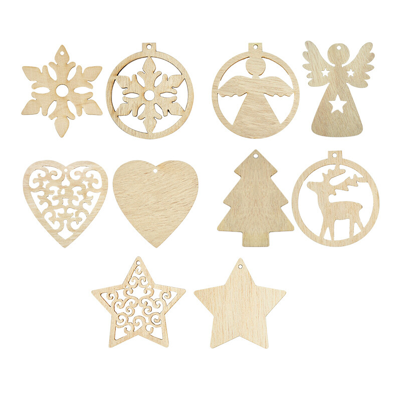 12Pcs/Lot Zvijezda za božićno drvce Viseća dekoracija Božićna dekoracija Božićna drvena pahuljica privjesak Dekoracija Home Decoratio