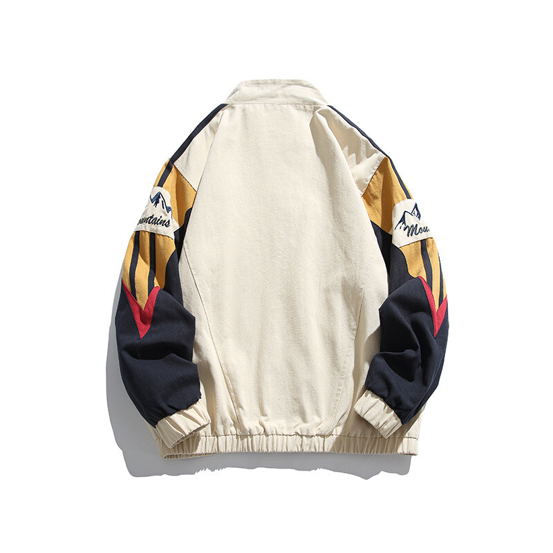 muške uniforme za bejzbol, samostojeći ovratnik, prugasta korejska jakna s dugim rukavima i raglan rukavima s blokiranjem boja, ispisom slova u boji