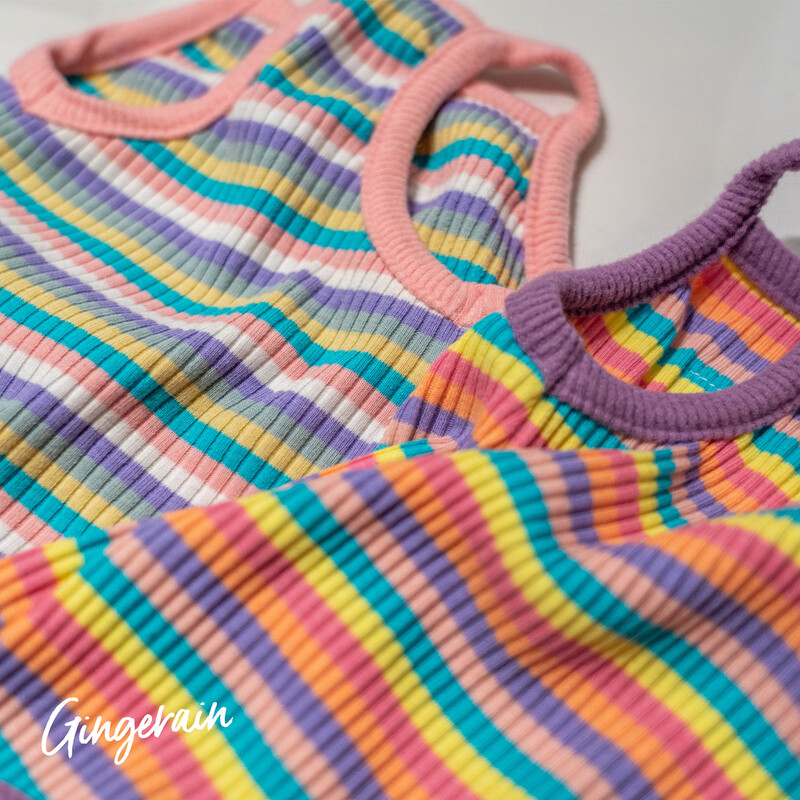 Rainbow Stripes Sfinksa kaķa apģērbs Vasaras luksusa mājdzīvnieku veste Kokvilnas kailais kaķēns bez piedurknēm krekls Devon Rex apģērbs sfinksai