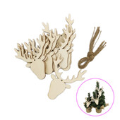 10gb Ziemassvētku dekors Koka rotājumi amatniecībai Ziemassvētku koka izgriezumi Brieža galvas Ziemassvētku rotājumi Ziemeļbrieža piekaramie piekariņi