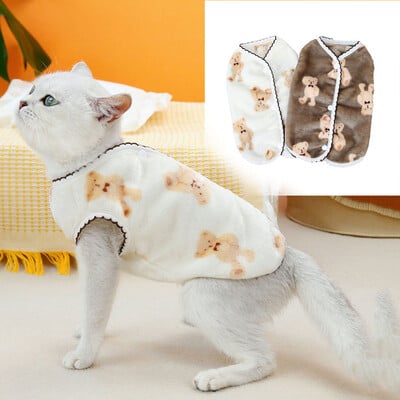 Cute Bear Vest for Cats Winter Pet Dog Cat Clothes Puppy Cardigan Sweater Luxury Kitten Sweatshirt Persian Warm Coat Pug Jacket