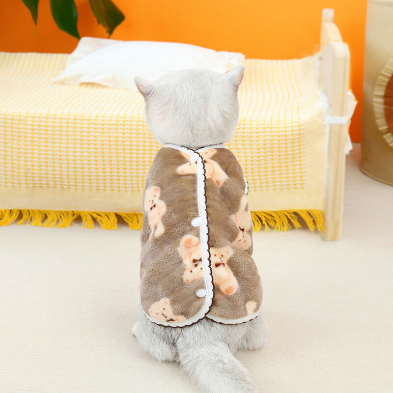 Vestă drăguță de urs pentru pisici, iarnă pentru animale de companie, câine, pisică, cardigan, pulover, pulover de lux, pisicuță, haină caldă persană, jachetă pug