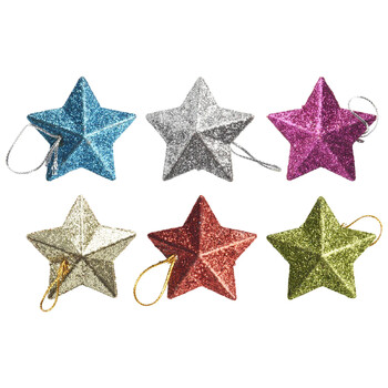 6 τμχ Glitter Mini Star Χριστουγεννιάτικο Στολίδι Πολύχρωμο χριστουγεννιάτικο δέντρο κρεμαστό μενταγιόν Χριστουγεννιάτικο πρωτοχρονιάτικο πάρτι Διακόσμηση σπιτιού