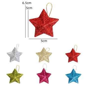 6 τμχ Glitter Mini Star Χριστουγεννιάτικο Στολίδι Πολύχρωμο χριστουγεννιάτικο δέντρο κρεμαστό μενταγιόν Χριστουγεννιάτικο πρωτοχρονιάτικο πάρτι Διακόσμηση σπιτιού