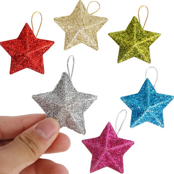 6 τμχ Glitter Mini Star Χριστουγεννιάτικο Στολίδι Πολύχρωμο χριστουγεννιάτικο δέντρο κρεμαστό μενταγιόν Χριστουγεννιάτικο πρωτοχρονιάτικο πάρτι Διακόσμηση σπιτιού