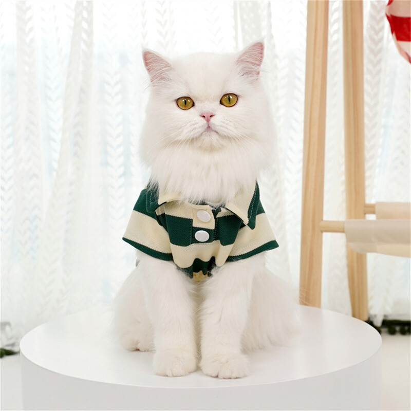 Modes Sfinksa Kaķu Polo Krekls Vasaras Stripe Mājdzīvnieku Apģērbi Apģērbi Kaķiem Gotas Garfield Persian Kitten Krekli maskotas Tērpi