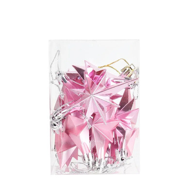 12gab Ziemassvētku eglītes rotājumi piekarināms kulons Mājas ballīte Ziemassvētku plastmasas galvanizācija astoņstūru zvaigznes formas pilienu rotājumi