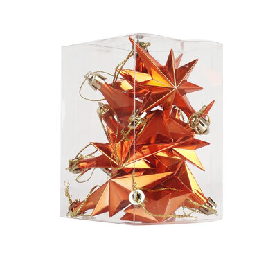 12gab Ziemassvētku eglītes rotājumi piekarināms kulons Mājas ballīte Ziemassvētku plastmasas galvanizācija astoņstūru zvaigznes formas pilienu rotājumi