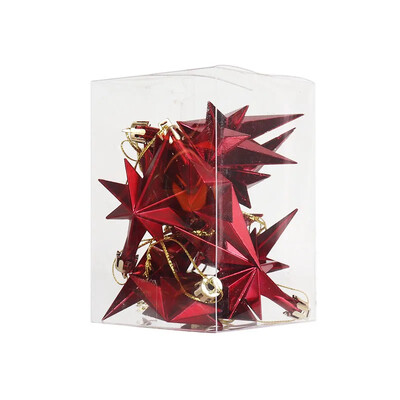 12gab Ziemassvētku eglītes rotājumi piekarināms kulons Mājas ballīte Ziemassvētku plastmasas galvanizācija astoņstūru zvaigznes formas pilienu rotājumi