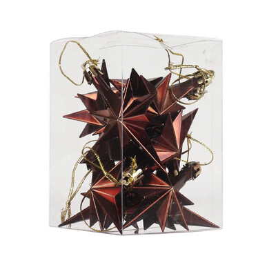 12gab Ziemassvētku eglītes rotājumi piekarināms kulons Mājas ballīte Ziemassvētku plastmasas galvanizācija astoņstūru zvaigznes formas pilienu rotājumi