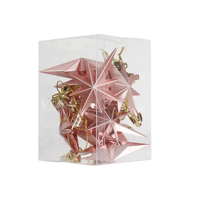 12gab Ziemassvētku eglītes rotājumi piekarināms kulons Mājas ballīte Ziemassvētku plastmasas galvanizācija astoņstūru zvaigznes formas pilienu rotājumi