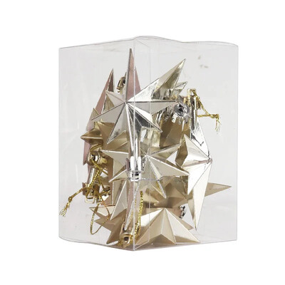 12gab Ziemassvētku eglītes rotājumi piekarināms kulons Mājas ballīte Ziemassvētku plastmasas galvanizācija astoņstūru zvaigznes formas pilienu rotājumi