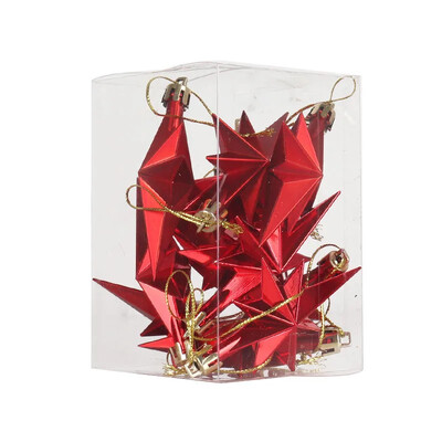 12gab Ziemassvētku eglītes rotājumi piekarināms kulons Mājas ballīte Ziemassvētku plastmasas galvanizācija astoņstūru zvaigznes formas pilienu rotājumi