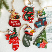Božićni privjesak Dekoracije za božićno drvce Viseći drveni ukrasi Uradi sam Djed Mraz Snjegović Party Dječje igračke Poklon Božić Nova godina 2023.