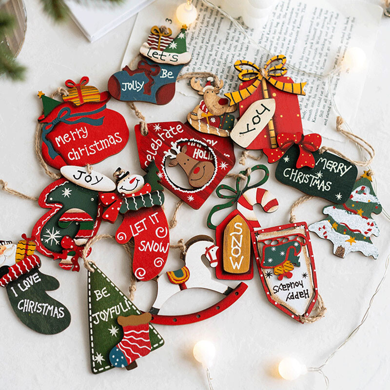 Božićni privjesak Dekoracije za božićno drvce Viseći drveni ukrasi Uradi sam Djed Mraz Snjegović Party Dječje igračke Poklon Božić Nova godina 2023.