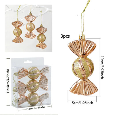 3 τμχ/Κουτί Χρώμα καραμέλα Μπάλες παγωτού Στολίδι Χριστουγεννιάτικα κρεμαστά μενταγιόν Πρωτοχρονιάς 2024 Χριστουγεννιάτικη διακόσμηση σπιτιού Προμήθειες για πάρτι για το σπίτι