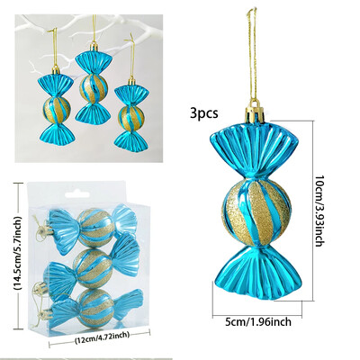 3 τμχ/Κουτί Χρώμα καραμέλα Μπάλες παγωτού Στολίδι Χριστουγεννιάτικα κρεμαστά μενταγιόν Πρωτοχρονιάς 2024 Χριστουγεννιάτικη διακόσμηση σπιτιού Προμήθειες για πάρτι για το σπίτι