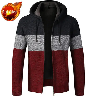 Pulover tricotat Fermoar pentru bărbați În carouri Îmbrăcăminte pentru bărbați Cardigan Hanorace cu fermoar Gros iarna Topuri roșii Pulovere Casual Elegant Ieftin A