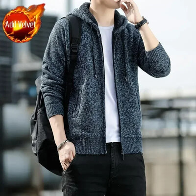 Pulover tricotat Fermoar pentru bărbați În carouri Îmbrăcăminte pentru bărbați Cardigan Hanorace cu fermoar Gros iarna Topuri roșii Pulovere Casual Elegant Ieftin A