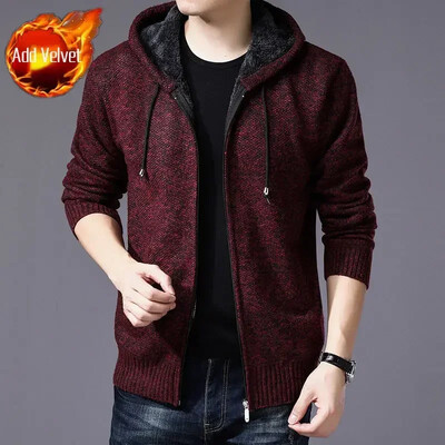 Pulover tricotat Fermoar pentru bărbați În carouri Îmbrăcăminte pentru bărbați Cardigan Hanorace cu fermoar Gros iarna Topuri roșii Pulovere Casual Elegant Ieftin A