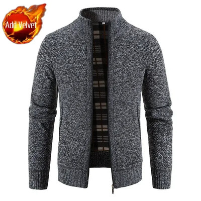 Pulover tricotat Fermoar pentru bărbați În carouri Îmbrăcăminte pentru bărbați Cardigan Hanorace cu fermoar Gros iarna Topuri roșii Pulovere Casual Elegant Ieftin A