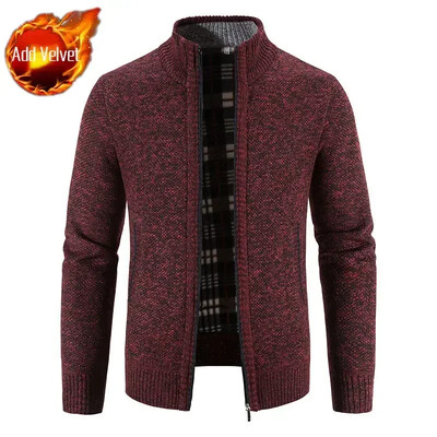 Pulover tricotat Fermoar pentru bărbați În carouri Îmbrăcăminte pentru bărbați Cardigan Hanorace cu fermoar Gros iarna Topuri roșii Pulovere Casual Elegant Ieftin A