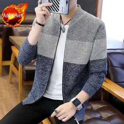 Pulover tricotat Fermoar pentru bărbați În carouri Îmbrăcăminte pentru bărbați Cardigan Hanorace cu fermoar Gros iarna Topuri roșii Pulovere Casual Elegant Ieftin A