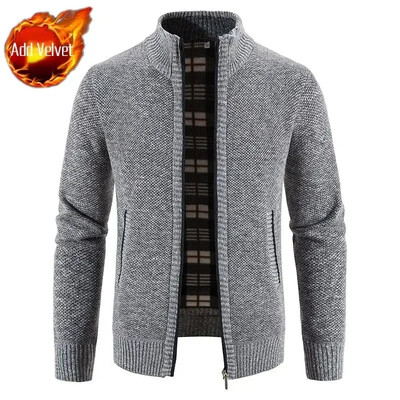 Pulover tricotat Fermoar pentru bărbați În carouri Îmbrăcăminte pentru bărbați Cardigan Hanorace cu fermoar Gros iarna Topuri roșii Pulovere Casual Elegant Ieftin A