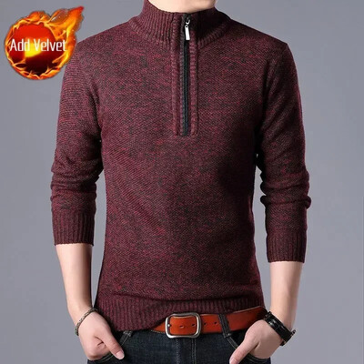 Pulover tricotat Fermoar pentru bărbați În carouri Îmbrăcăminte pentru bărbați Cardigan Hanorace cu fermoar Gros iarna Topuri roșii Pulovere Casual Elegant Ieftin A