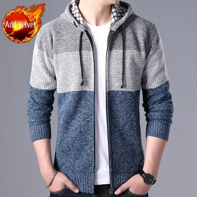 Pulover tricotat Fermoar pentru bărbați În carouri Îmbrăcăminte pentru bărbați Cardigan Hanorace cu fermoar Gros iarna Topuri roșii Pulovere Casual Elegant Ieftin A