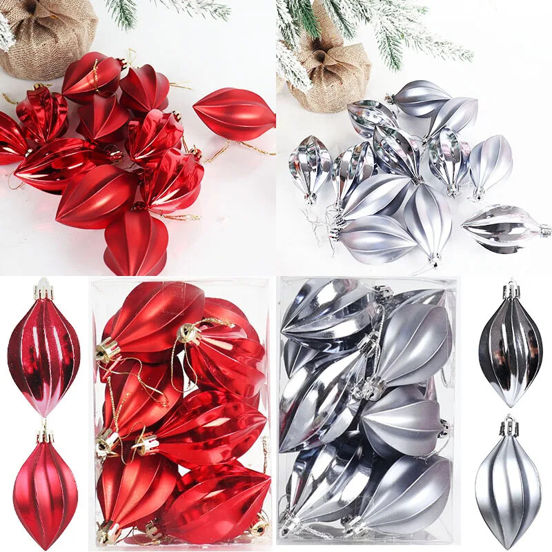 Decoratiuni de Crăciun 12 buc/set bile neregulate din plastic, brad de Crăciun colorat, pandantiv pentru agățat, rechizite pentru petrecerea de Crăciun.