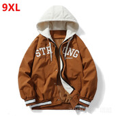 Φθινοπωρινό μπουφάν ψεύτικο ανδρικό τζάκετ δύο τεμαχίων φθινοπωρινό μεγάλο μέγεθος ελεύθερου χρόνου μπουφάν με κουκούλα φθινοπωρινά ρούχα μπέιζμπολ 8XL 7XL ανδρικά παλτό