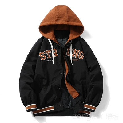 Φθινοπωρινό μπουφάν ψεύτικο ανδρικό τζάκετ δύο τεμαχίων φθινοπωρινό μεγάλο μέγεθος ελεύθερου χρόνου μπουφάν με κουκούλα φθινοπωρινά ρούχα μπέιζμπολ 8XL 7XL ανδρικά παλτό