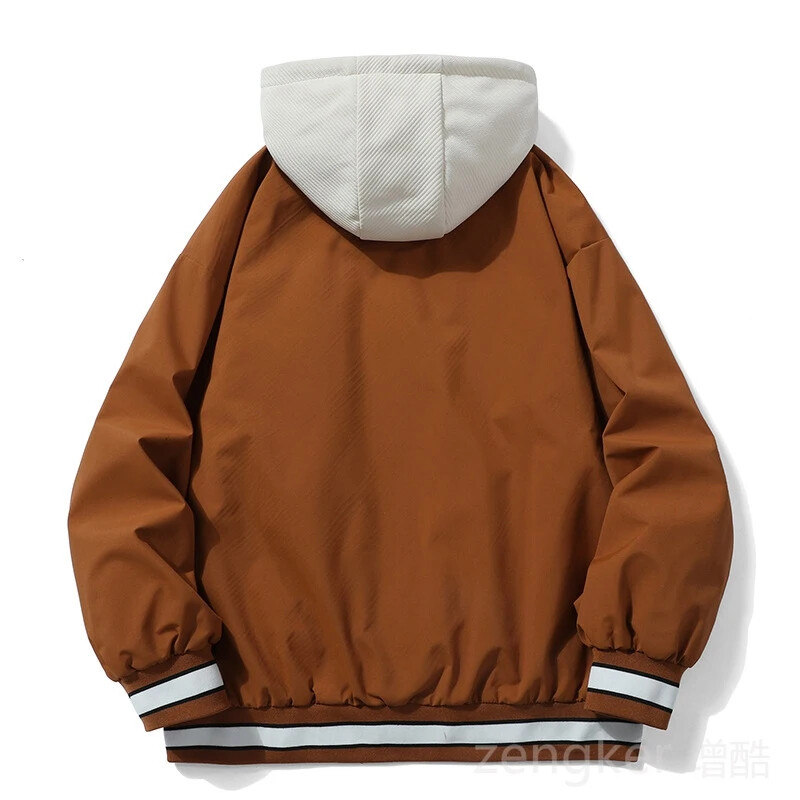 Φθινοπωρινό μπουφάν ψεύτικο ανδρικό τζάκετ δύο τεμαχίων φθινοπωρινό μεγάλο μέγεθος ελεύθερου χρόνου μπουφάν με κουκούλα φθινοπωρινά ρούχα μπέιζμπολ 8XL 7XL ανδρικά παλτό
