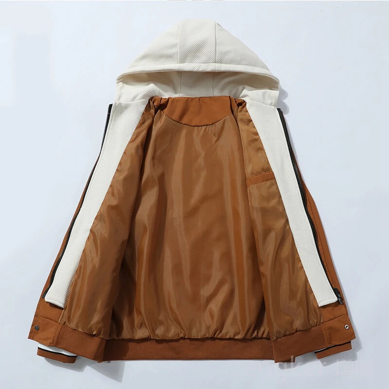 Φθινοπωρινό μπουφάν ψεύτικο ανδρικό τζάκετ δύο τεμαχίων φθινοπωρινό μεγάλο μέγεθος ελεύθερου χρόνου μπουφάν με κουκούλα φθινοπωρινά ρούχα μπέιζμπολ 8XL 7XL ανδρικά παλτό